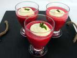 Soupe de fraises, mousse exotique