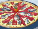 Tarte aux courgettes, piquillos, et sardines