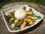 Salade de nectarine, poulet et burrata