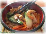 Wok de chou pak choi aux crevettes