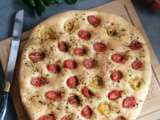 Focaccia tomates cerises et épices à pizza