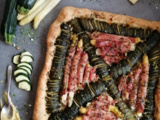 Tarte courgettes, asperges et jambon cru