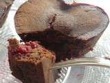 Fondant à la noix de coco, au chocolat et aux framboises sans gluten ni lactose