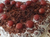 Gâteau à la noix de coco, chocolat et cerises