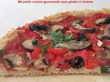 Pizza sans gluten aux champignons, poivron, olives et anchois