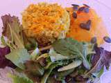 Riz basmati et lentilles corail au curcuma, et courge butternut