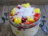 Verrine à la noix de coco, fraises et mangue sans gluten et sans lactose