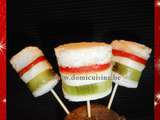 Minis Brochettes de Kiwi, Fromage et Poivron Grillé