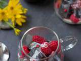 Kuzumochi au sésame noir (黒ゴマ葛餅), framboises et sirop de kurozato