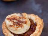 Tartelettes de boudin blanc sur compotée d'oignons Roscoff