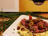 Magret de canard, noisettes et olives