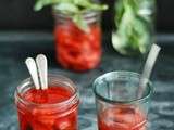 Fraises au sirop et basilic