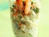 Avocat aux crevettes et sauce mayonnaise