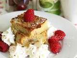 Brioche perdue thé matcha pralines roses et aux framboises