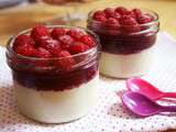 Panna cotta vanille, gelée d’hibiscus et framboises fraîches