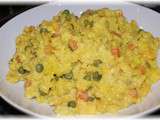 Risotto carottes, petits pois, crevettes et safran