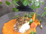 Dos de cabillaud aux herbes de Provence et sa purée de carottes