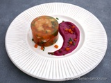 Aspic de gambas coulis de betterave