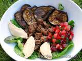 Assiette boeuf, houmous, aubergines