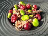 Canard confit aux fèves et aux cerises