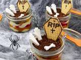 Verrine d’halloween crémeux tonka, caramel et framboises