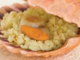 Enfant : risotto au safran et coquille Saint-Jacques