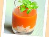 Gazpacho sur mousse aux deux saumons