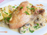 Suprêmes de poulet aux champignons, crème à l’échalote et vin blanc sec...pour un régal assuré
