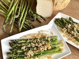 Asperges vertes à la crème de Tomme des Pyrénées igp et son crumble à la Tomme des Pyrénées igp