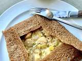 Galette de blé noir aux pétoncles et fondue de poireaux