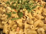 One pot pasta au lard et aux champignons