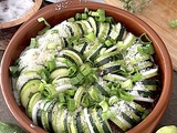 Tian de courgettes au coulis de tomates