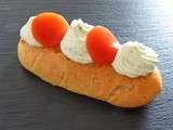 Eclair fraise tomate, chantilly basilic