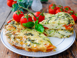 Clafoutis courgettes, tomates cerises et basilic