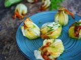 Fleurs de courgettes farcies, fromage de chèvre et menthe