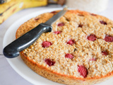 Gâteau sain avoine banane et framboises