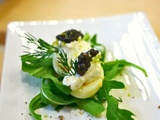 Oeufs de caille au caviar et crème au citron