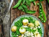 Petits pois menthe feta et pommes de terre grenailles