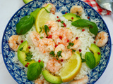 Salade de riz, avocat et crevettes