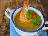 Soupe de poireaux aux crevettes