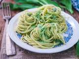 Spaghettis à la sauce ail des ours et lait de coco