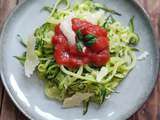 Spaghettis de courgettes, sauce tomate au basilic