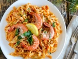 Tagliatelles aux gambas à la sauce “secrète”