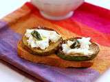 Tartines de courgettes grillées et chèvre au basilic