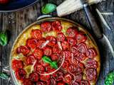 Tatin de tomates cerises, émulsion miel moutarde et thym