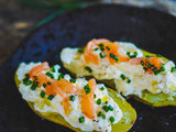 Toast de pommes de terre, crème et saumon fumé