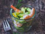 Verrine avocat, mangue et crevettes