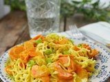 Wok de nouilles et dinde curry coco