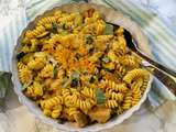 Fusilli au veau, orange, sauge et safran