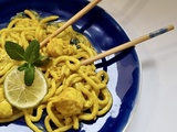 Wok de cabillaud au curcuma et pâtes udon